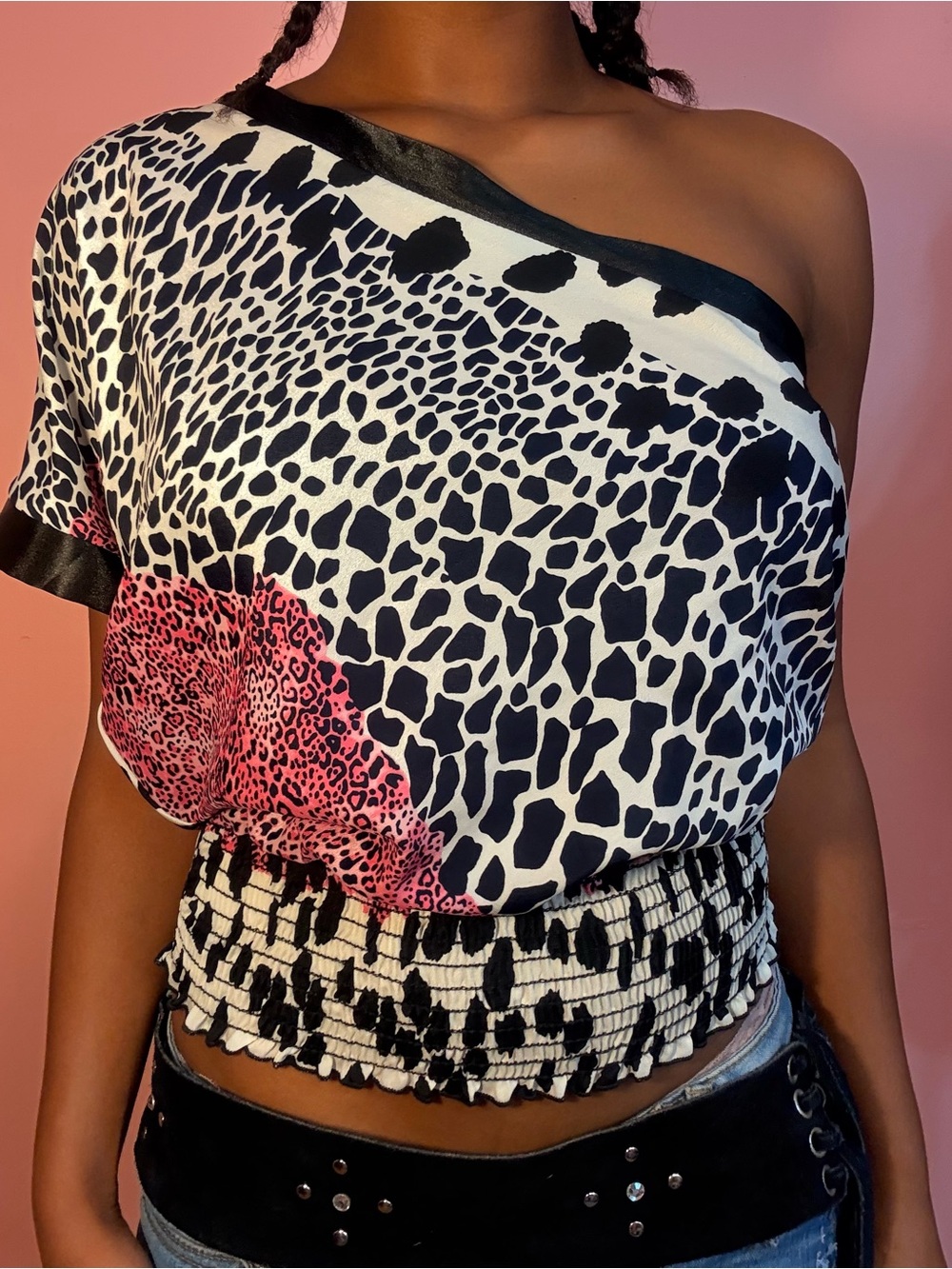 y2k One-Shoulder Crop Top